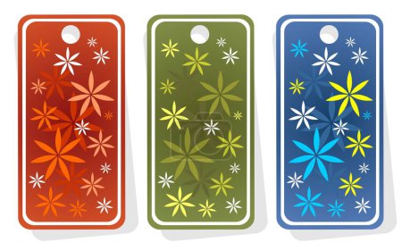 Illustration for Three ornate price tags with flowers isolated on  a white background. - Royalty Free Image