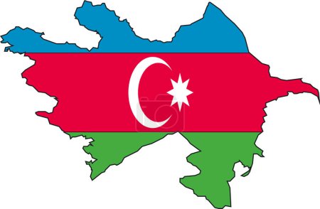 Illustration for Illustration Vector of a Map and Flag from Azerbaijan - Royalty Free Image