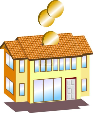 Ilustración de Una ilustración vectorial para una caja de dinero de forma de casa. - Imagen libre de derechos