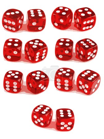 Illustration for 2 Dice close up - Showing all number combinations (Set of 3 Files - 3 of 3 - Royalty Free Image