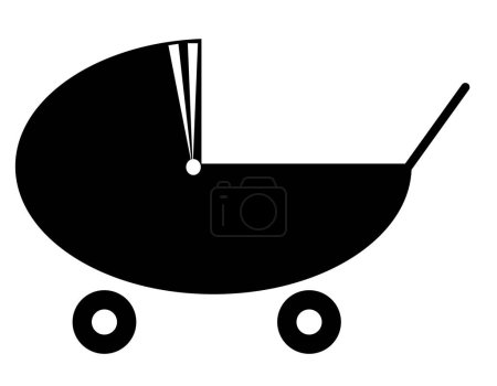 Téléchargez les illustrations : Silhouette de poussette ou poussette pour bébé - en licence libre de droit