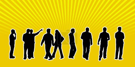 Illustration for Vector silhouettes of casual young people. - Royalty Free Image