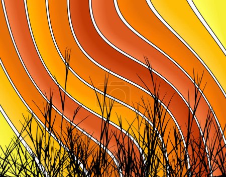 Illustration for Editable vector illustration of orange stripes with grass as separate element - Royalty Free Image