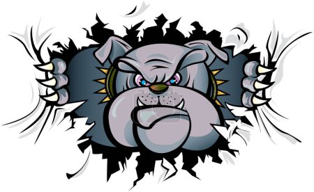 Illustration for Vector illustration of a bulldog ripping a wall - Royalty Free Image