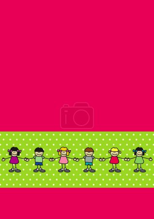 Illustration for Children (boys and girls) dancing together, holding hands - Royalty Free Image