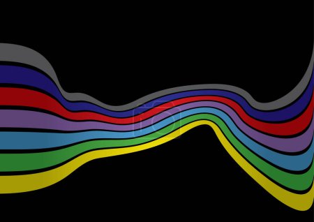 Illustration for Abstract rainbow lines on a black background - Royalty Free Image