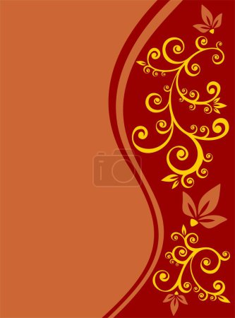 Illustration for Orange stylized floral background with yellow floral elements. - Royalty Free Image