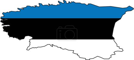 Téléchargez les illustrations : Illustration vectorielle d'une carte et d'un drapeau d'Estonie - en licence libre de droit