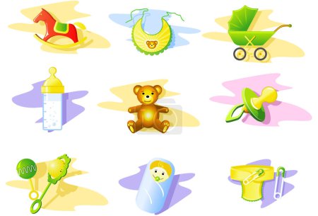 Téléchargez les illustrations : Baby Icon Set image - illustration vectorielle - en licence libre de droit
