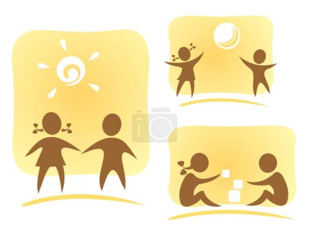 Téléchargez les illustrations : Symboles enfants stylisés isolés sur un fond blanc. - en licence libre de droit