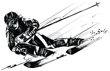 Ilustración de Ilustración vectorial de un competidor de esquí en acción - Imagen libre de derechos