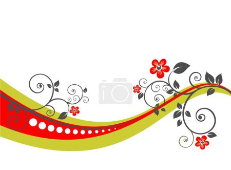 Téléchargez les illustrations : Motif floral abstrait sur fond blanc avec des fleurs. - en licence libre de droit