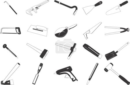 Illustration for Collection of smooth vector EPS illustrations of various tools - Royalty Free Image