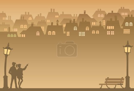 Illustration for Illustration of two people are looking for their own home - Royalty Free Image