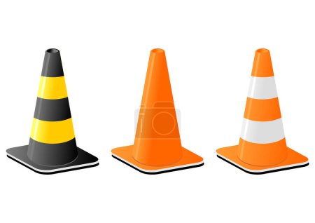 Illustration for Traffic cones for safety signalization over white background - Royalty Free Image