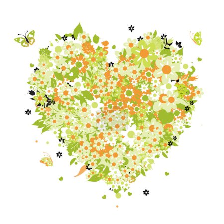 Illustration for Floral heart shape image - vector illustration - Royalty Free Image