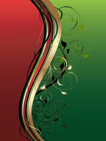 Illustration for Vector abstract  background with colorful wave and floral ornament - Royalty Free Image
