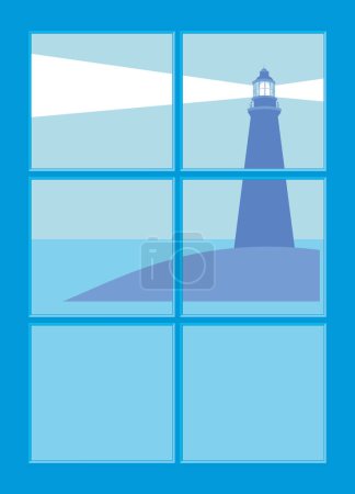 Illustration for Lighthouse seen through a window - Royalty Free Image