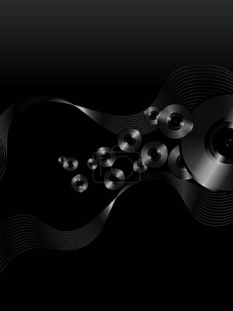 Illustration for Background illustration of black vinyl discs and waves - Royalty Free Image