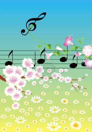 Téléchargez les illustrations : Une illustration décrit la musique au printemps - en licence libre de droit