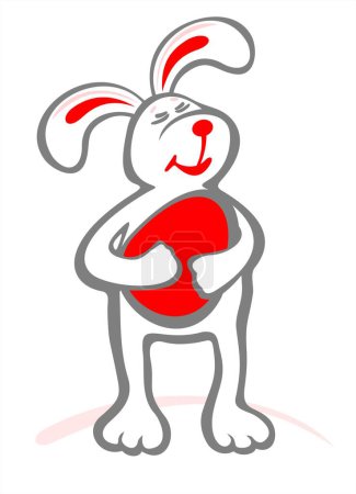 Illustration for Happy bunny and easter egg  isolated on a white background. Easter illustration. - Royalty Free Image
