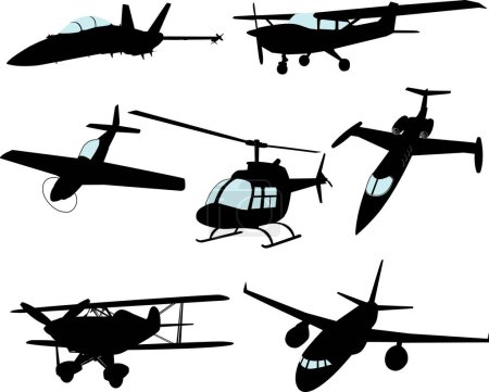 Téléchargez les illustrations : Image silhouettes d'aéronefs - illustration vectorielle - en licence libre de droit