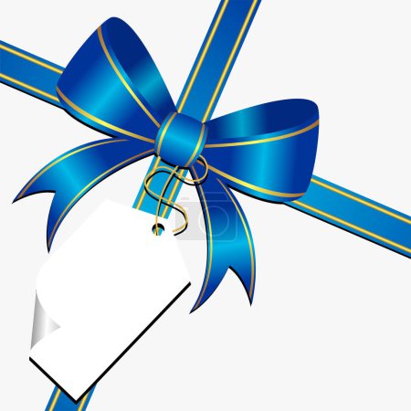 Ilustración de Arco azul ornamental con etiqueta blanca vacía - Imagen libre de derechos