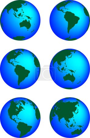 Téléchargez les illustrations : Il s'agit d'un ensemble de globes montrant notre planète tournant à différents stades. - en licence libre de droit
