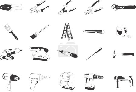 Illustration for Collection of smooth vector EPS illustrations of various tools - Royalty Free Image