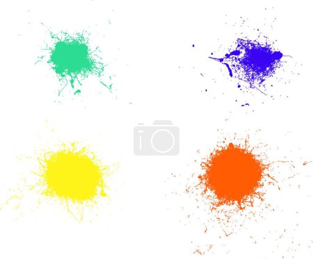 Illustration for 4 Bright Splats (Isolated Vectors)  Background is transparent so they can be overlayed on other Issustrations or Images. - Royalty Free Image