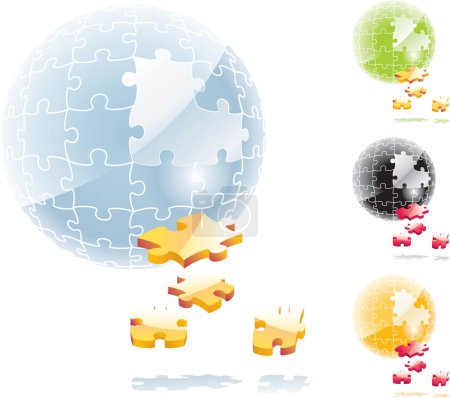 Illustration for Vector puzzle sphere with dropped out elements - Royalty Free Image