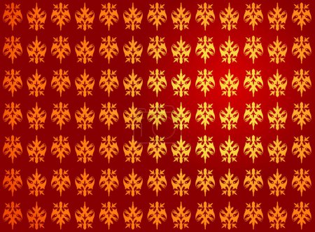Téléchargez les illustrations : Illustration vectorielle d'un motif royal doré sur rouge - en licence libre de droit