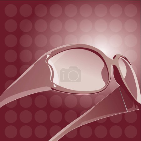 Téléchargez les illustrations : Une rendu vectoriel 3D d'une paire élégante de lunettes de soleil sur un fond de style rétro. - en licence libre de droit