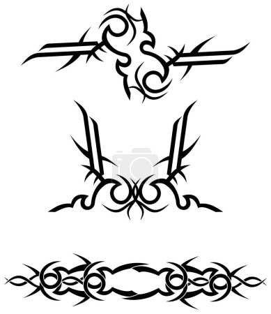 Téléchargez les illustrations : Dessins de tatouage tribaux / illustration vectorielle - en licence libre de droit