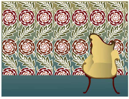 Ilustración de Fondo de patrón floral con silla - Imagen libre de derechos