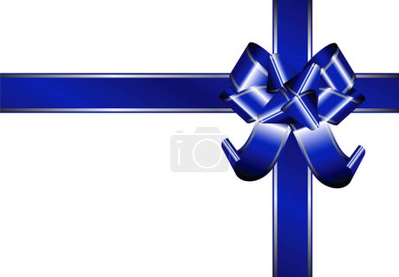 Illustration for Isolated Ribbon - blue ribbon with silver lines - Royalty Free Image