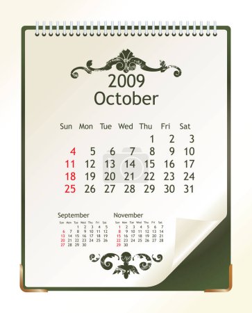 Illustration for 2009 calendar with a blanknote paper - vector illustration - Royalty Free Image
