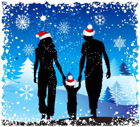 Téléchargez les illustrations : Christmas holiday, happy family - en licence libre de droit