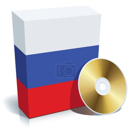Illustration for Russian software box with national flag colors and CD. - Royalty Free Image
