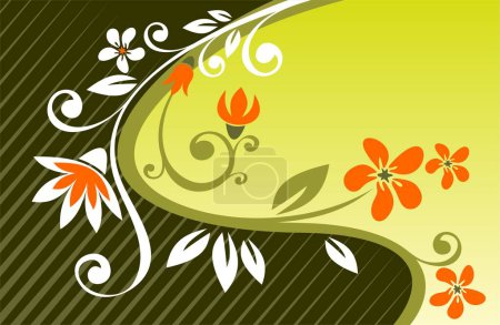 Illustration for Abstract curves and flowers pattern on a brown background. - Royalty Free Image