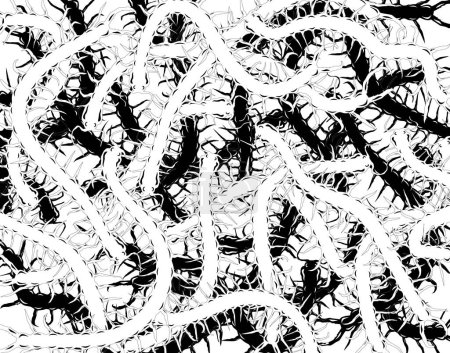 Illustration for Editable vector design of a mass of centipedes including brushes - Royalty Free Image