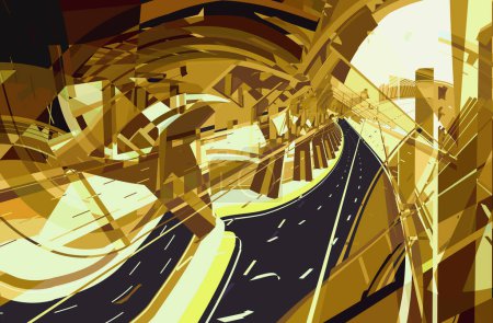 Téléchargez les illustrations : Illustration vectorielle d'une construction abstraite d'autoroute - en licence libre de droit