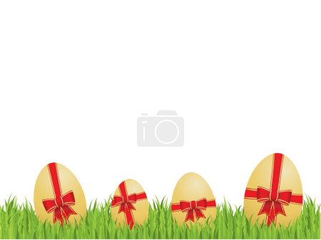 Illustration for Easter eggs with bows and ribbons.  Please check my portfolio for more easter illustrations. - Royalty Free Image