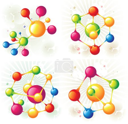 Téléchargez les illustrations : Molécule ensemble combiné image - illustration vectorielle - en licence libre de droit