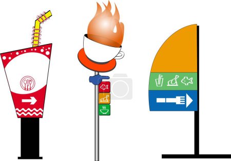 Ilustración de Diseño de señalización para patio de comidas, vector, ilustración - Imagen libre de derechos