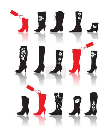 Téléchargez les illustrations : Collection silhouette chaussures pour votre design - en licence libre de droit