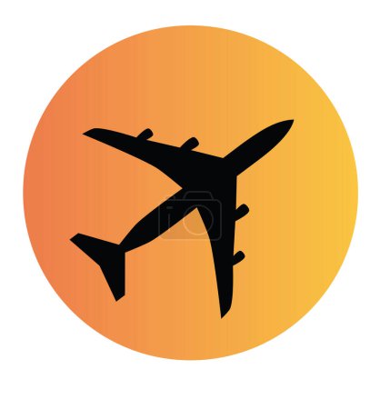 Téléchargez les illustrations : Un vecteur représentant un avion au coucher du soleil - en licence libre de droit