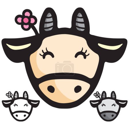 Téléchargez les illustrations : Une illustration de dessin animé de vache mignonne. - en licence libre de droit