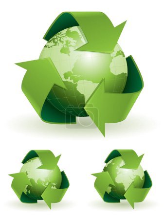 Téléchargez les illustrations : Symboles mondiaux de recyclage. Regroupé pour un montage facile. Veuillez consulter mon portfolio pour plus d'illustrations de recyclage. - en licence libre de droit