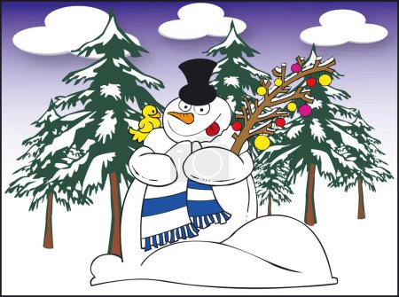Téléchargez les illustrations : Illustration d'un bonhomme de neige - en licence libre de droit